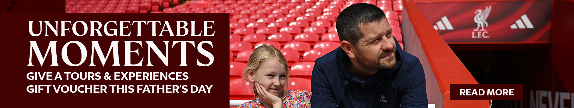 A father and daughter standing by the tunnel looking over the pitch